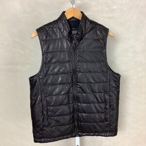 Missani Le Collezioni Mens Black Leather Quilted Vest S